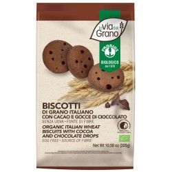 La Via del Grano Biscotti Bio di Grano Italiano con Cacao E Gocce Di Cioccolato - 1